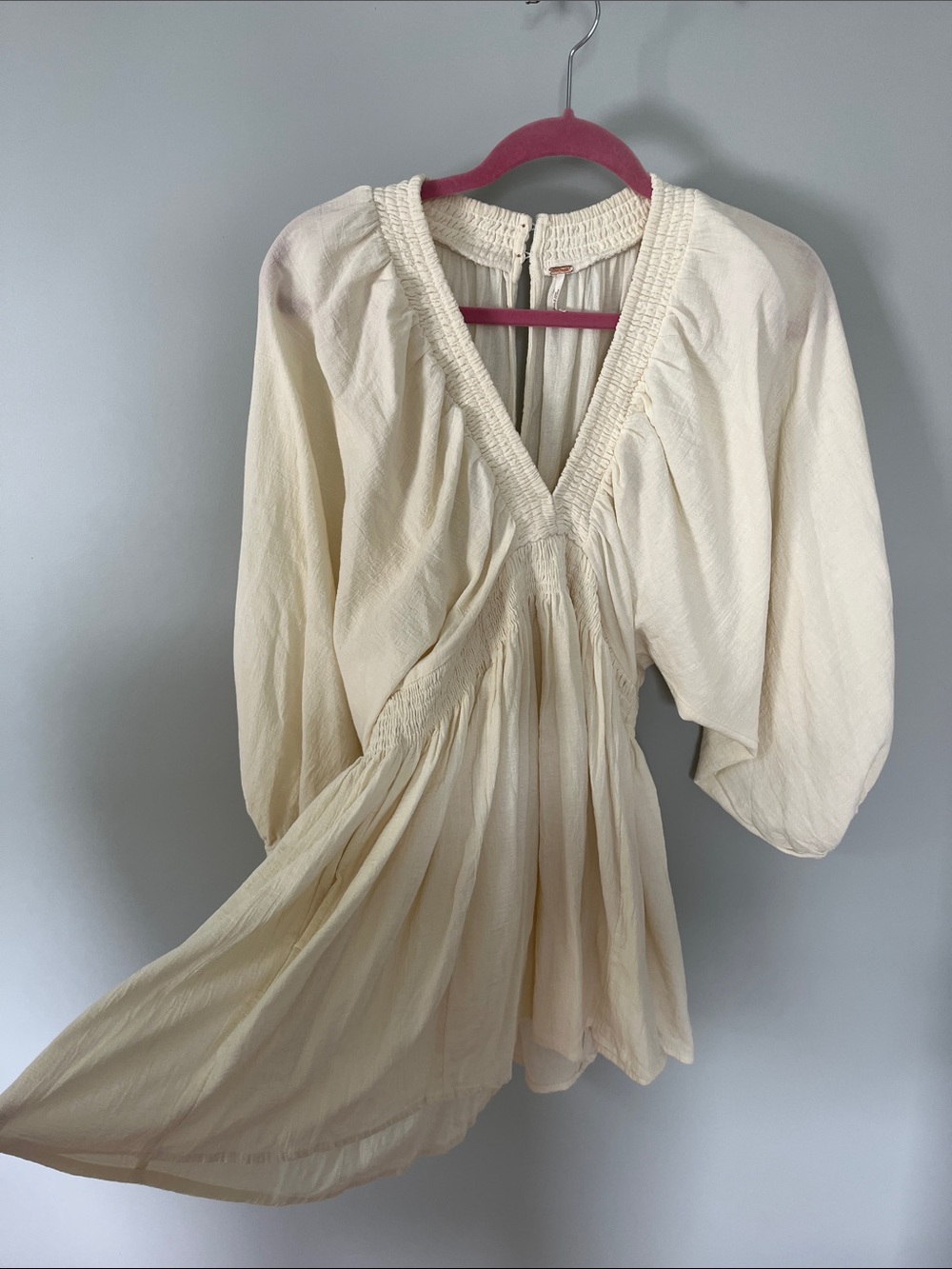 Free People Cream V-Neck Mini Dress